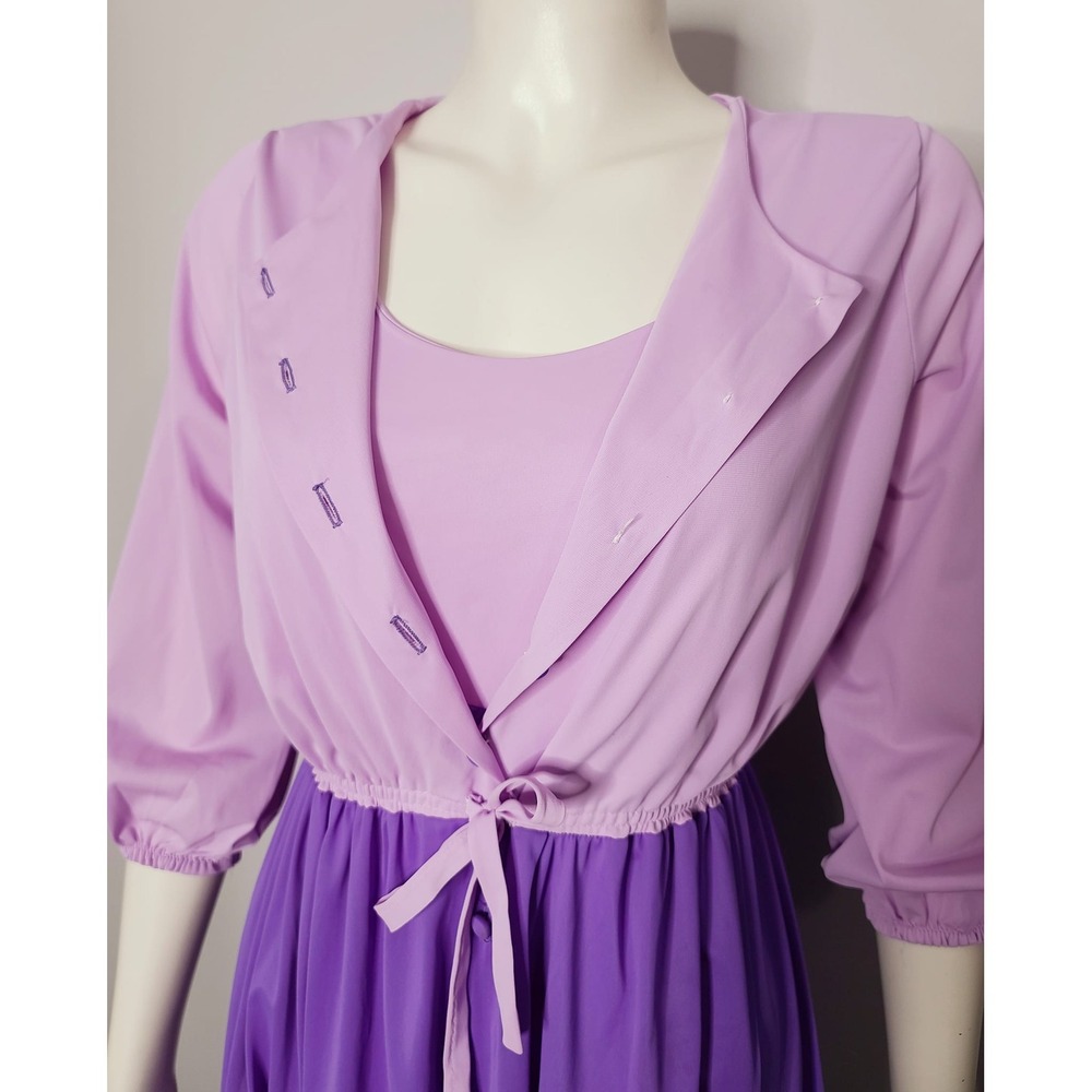 Vintage 1960s Nightgown and Robe, Purple, Colourblocked, Loungewear